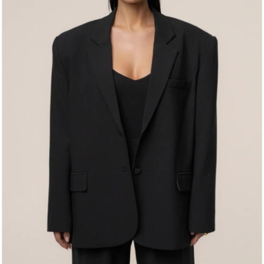 JLUXLABEL Core Standard Blazer Womens L Single-breasted Oversized Boyfriend - Picture 2 of 13